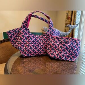 Buckhead Betty’s dachshund print HUGE carry bag and insulated lunch box set.